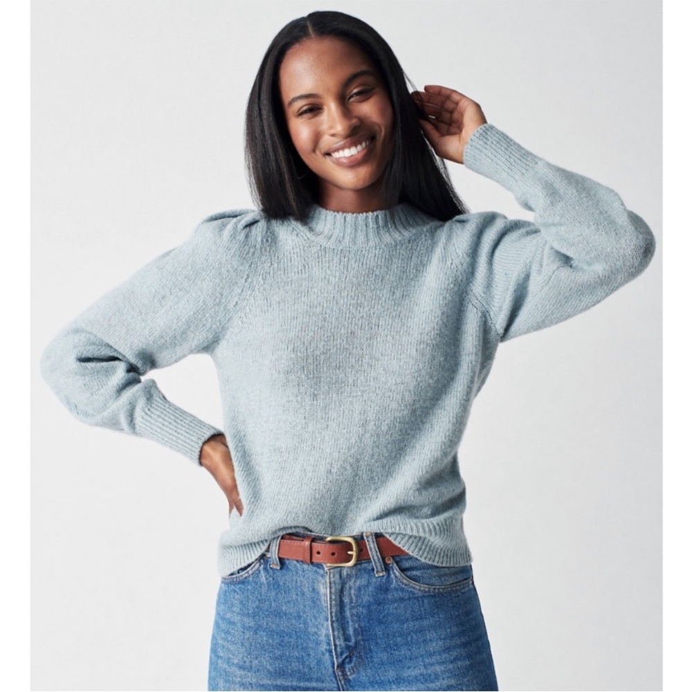 Faherty Light Blue Crew Neck Sweater